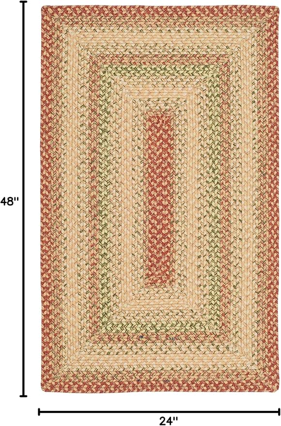 SAFAVIEH Washable Rug Outdoor Braided Collection - 2'6" x 4' Half Moon Shape, Rust & Multi, Handmade & Reversible, Non-Shedding & Easy to Clean, Entryway, Front Door, Kitchen, Mudroom (BRD303A)