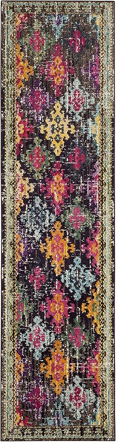 SAFAVIEH Monaco Collection Runner Rug - 2'2" x 12', Multi, Boho Diamond Trellis Design, Non-Shedding & Easy Care, Ideal for High Traffic Areas in Living Room, Bedroom (MNC244F)