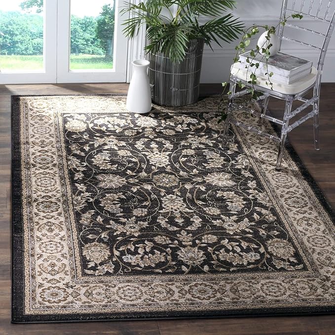SAFAVIEH Lyndhurst Collection Area Rug - 9' x 12', Light Beige & Anthracite, Traditional Oriental Design, Non-Shedding & Easy Care, Ideal for High Traffic Areas in Living Room, Bedroom (LNH340K)