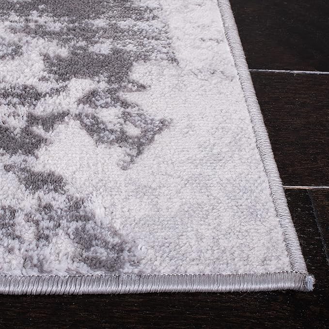 SAFAVIEH Amelia Collection Area Rug - 9' x 12', Grey & Red, Modern Abstract Design, Non-Shedding & Easy Care, Ideal for High Traffic Areas in Living Room, Bedroom (ALA293L)