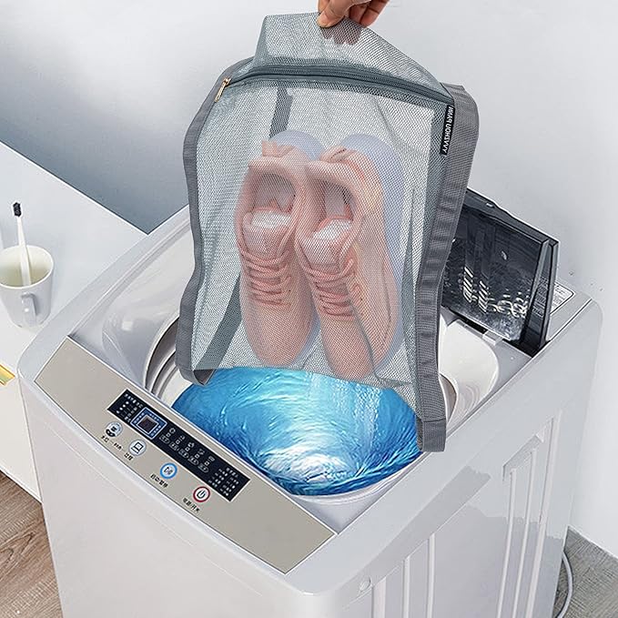 3 Pcs Shoe Drying Bag, Sneaker Bags for Dryer, Bag for Drying Shoes, Reusable Shoe Dryer Mesh Bags, Honeycomb Net Laundry Bags with Zipper & Strap for Washing Machine, Shoes, Clothing, 15.7x13.8 Inch