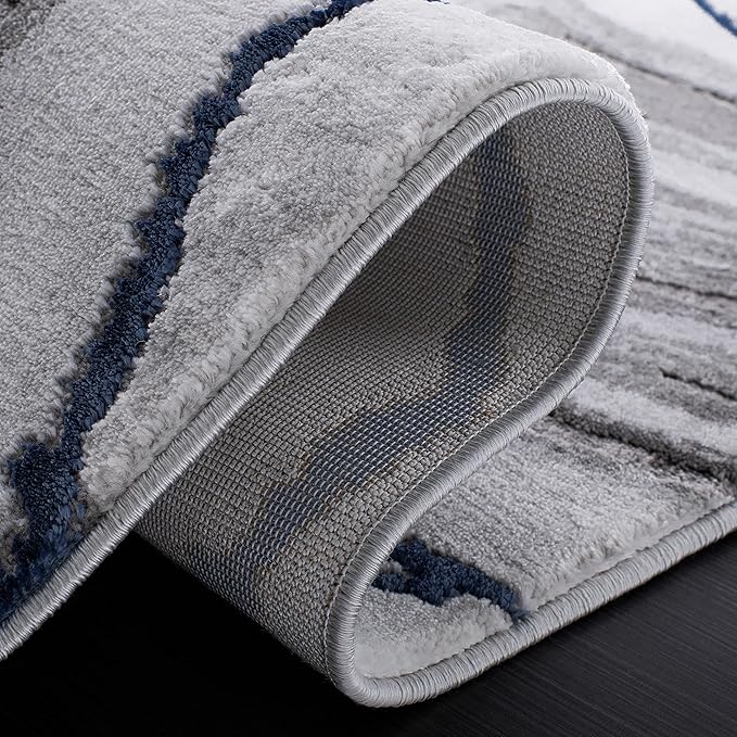 SAFAVIEH Craft Collection 4' Round Grey/Blue CFT819N Modern Abstract Non-Shedding Living Room Dining Bedroom Foyer Area Rug