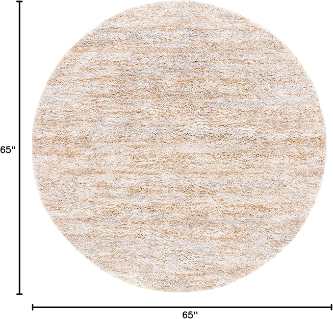 SAFAVIEH Berber Shag Collection Area Rug- 5'5" Round, Ivory & Light Gold, Non-Shedding & Easy to Clean, Plush Thick Pile, Ideal for Living Room, Bedroom, Dining Space (BER563D)