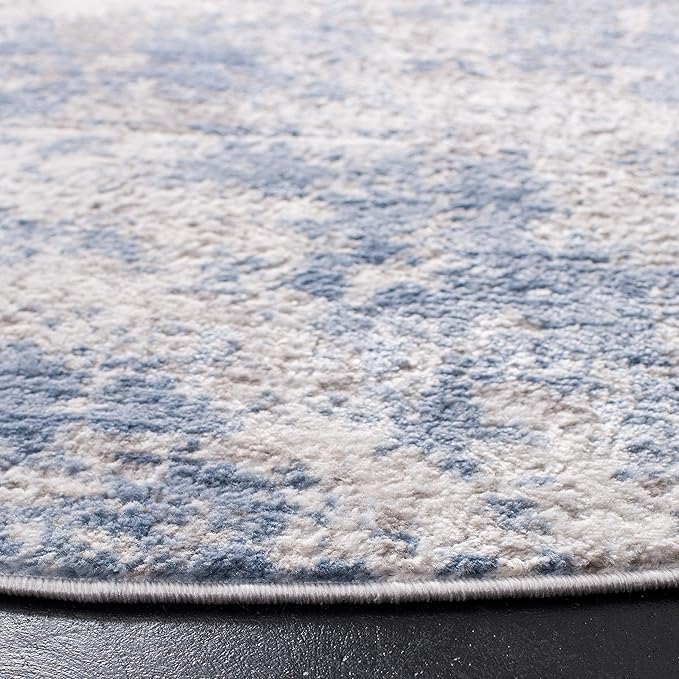 SAFAVIEH Amelia Collection Area Rug - 5' Round, Grey & Blue, Modern Abstract Design, Non-Shedding & Easy Care, Ideal for High Traffic Areas in Living Room, Bedroom (ALA705F)