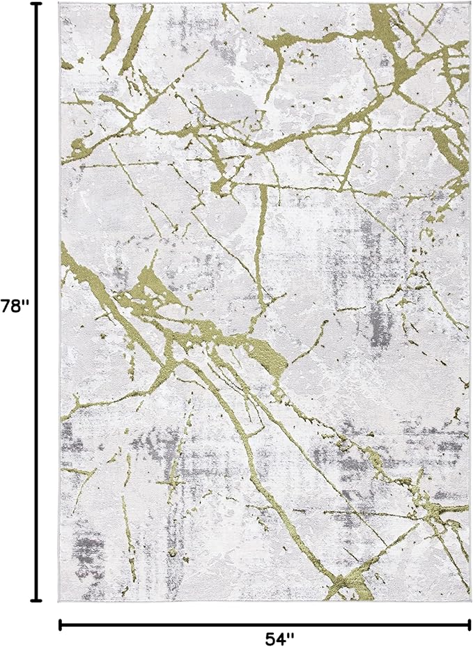 SAFAVIEH Amelia Collection Accent Rug - 4'5" x 6'5", Grey & Green, Modern Abstract Design, Non-Shedding & Easy Care, Ideal for High Traffic Areas in Entryway, Living Room, Bedroom (ALA293J)