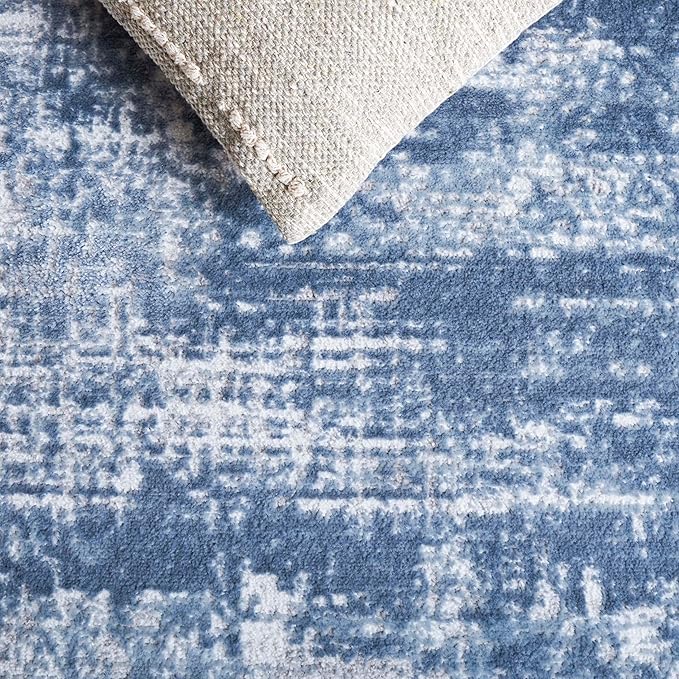 SAFAVIEH Amelia Collection Runner - 2'2" x 8', Ivory & Steel Blue, Modern Abstract Design, Non-Shedding & Easy Care, Ideal for The Living Room, Dining, Bedroom (ALA700D)