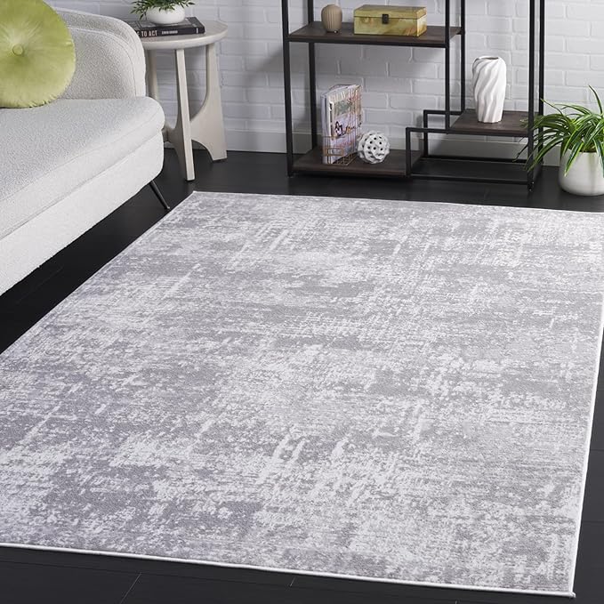 SAFAVIEH Amelia Collection Accent Rug - 4' x 6', Ivory & Stone Grey, Modern Abstract Design, Non-Shedding & Easy Care, Ideal for High Traffic Areas in Living Room, Bedroom, Dining (ALA700E-4)