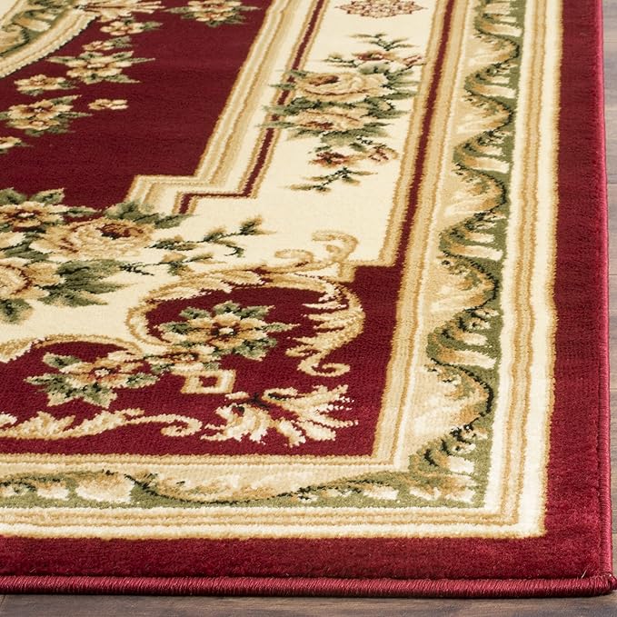 SAFAVIEH Lyndhurst Collection Runner Rug - 2'3" x 12', Red & Ivory, Traditional European Medallion Design, Non-Shedding & Easy Care, Ideal for High Traffic Areas in Living Room, Bedroom (LNH218C)