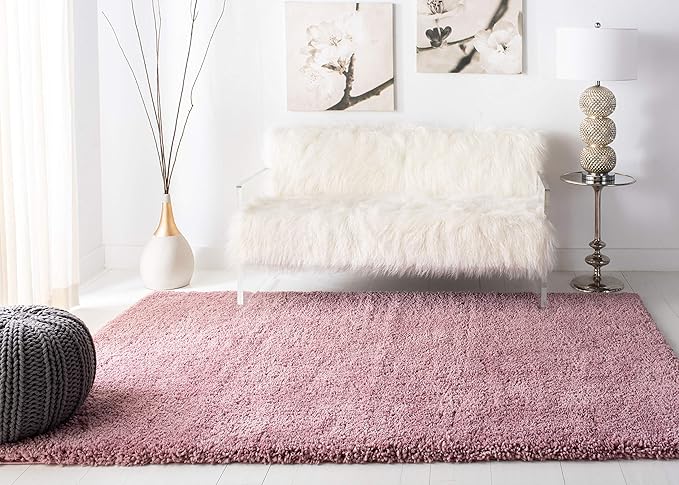 SAFAVIEH Fontana Shag Collection Area Rug - 5'3" x 7'6", Pink, Solid Design, Non-Shedding & Easy Care, 2-inch Thick Ideal for High Traffic Areas in Living Room, Bedroom (FNT800U)