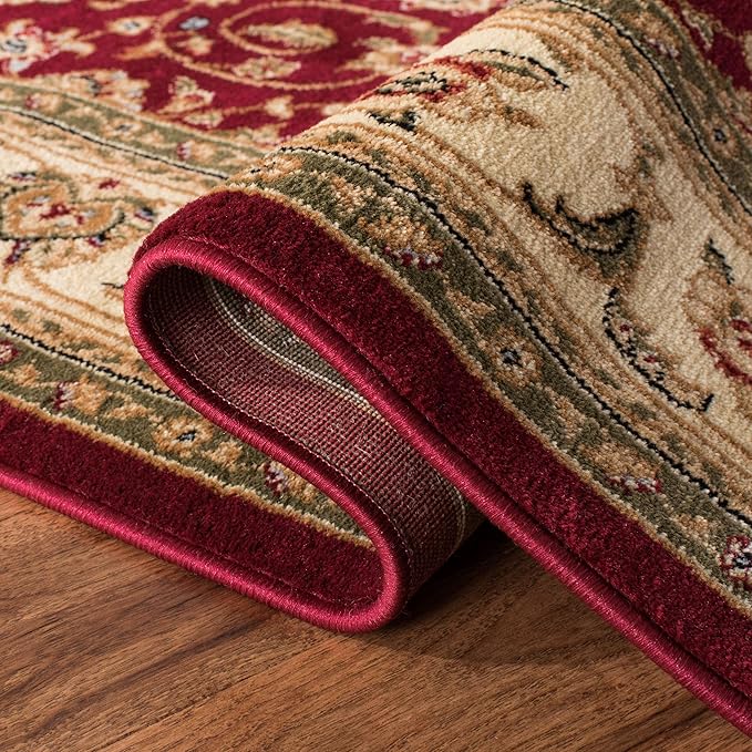 SAFAVIEH Lyndhurst Collection X-Large Area Rug - 11' x 15', Red & Ivory, Traditional Oriental Design, Non-Shedding & Easy Care, Ideal for High Traffic Areas in Living Room, Bedroom (LNH312A)