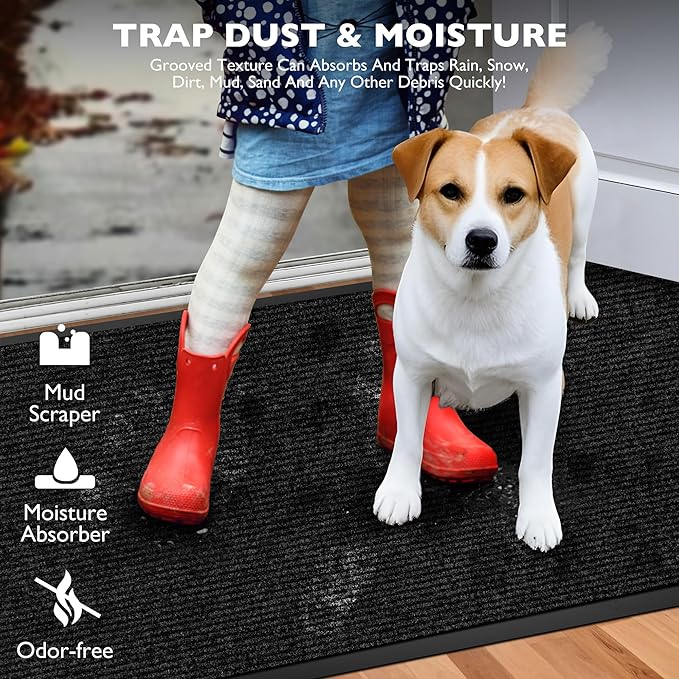 Custom Size Extra Large Front Door Mat, 2FT x 23FT Indoor Outdoor Entrance Commercial Floor Mat, Heavy Duty Dirt Trapper Doormat for Entryway Welcome Mat, Low Profile, Non-Slip, Waterproof