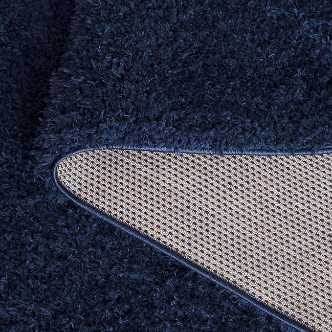 SAFAVIEH Lindsay Shag Collection Runner Rug - 2'2" x 10', Navy, Non-Shedding, 1.8-inch Thick, Ideal for Living Room, Hallway, Foyer, Bedroom (LNS560N-210)