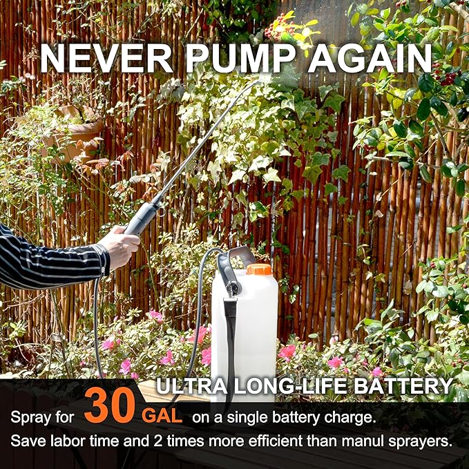 ESX-8 Electric Sprayer, Garden Sprayer 2 Gallon,Weed Sprayer in Lawn & Garden,Rechargeable Battery Powered Sprayer with Telescopic Wand,Plant Mister,Indoor Watering Can for Plants (Translucent)