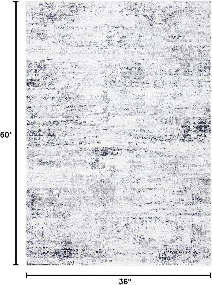 SAFAVIEH Amelia Collection Accent Rug - 3' x 5', Ivory & Grey, Modern Abstract Design, Non-Shedding & Easy Care, Ideal for High Traffic Areas in Entryway, Living Room, Bedroom (ALA700C)