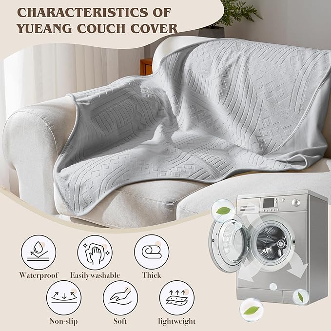 Waterproof Recliner Chair Cover - Washable Double-Sided Velvet and Pattern Reversible Cover for Couch, Bed, Car and Sofa Protection for Dogs, 30x40in/Light Grey
