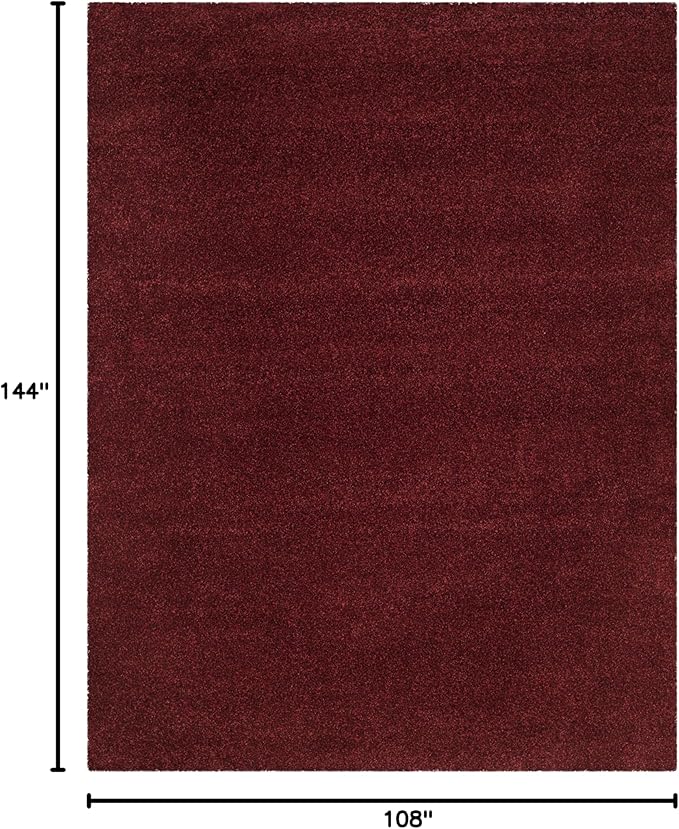 SAFAVIEH Santa Monica Shag Collection 9' x 12' Maroon SGN725 Solid Non-Shedding Living Room Bedroom Dining Room Entryway Plush 2-inch Thick Area Rug