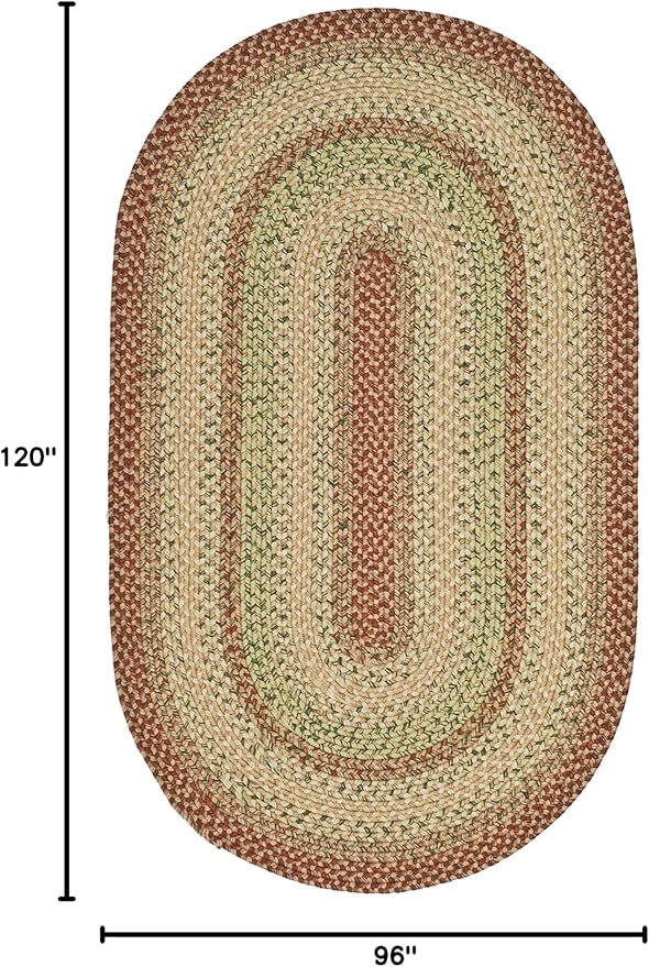 SAFAVIEH Washable Rug Outdoor Braided Collection - 8' x 10' Oval, Rust & Multi, Handmade & Reversible, Non-Shedding & Easy to Clean, Ideal for Patio, Backyard, Mudroom (BRD303A)