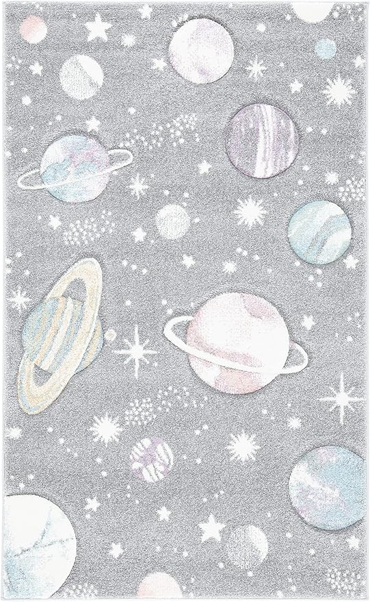 SAFAVIEH Carousel Kids Collection Accent Rug - 3'3" x 5'3", Grey & Lavender, Non-Shedding & Easy Care, Ideal for High Traffic Areas for Boys & Girls in Playroom, Nursery, Bedroom (CRK103F)