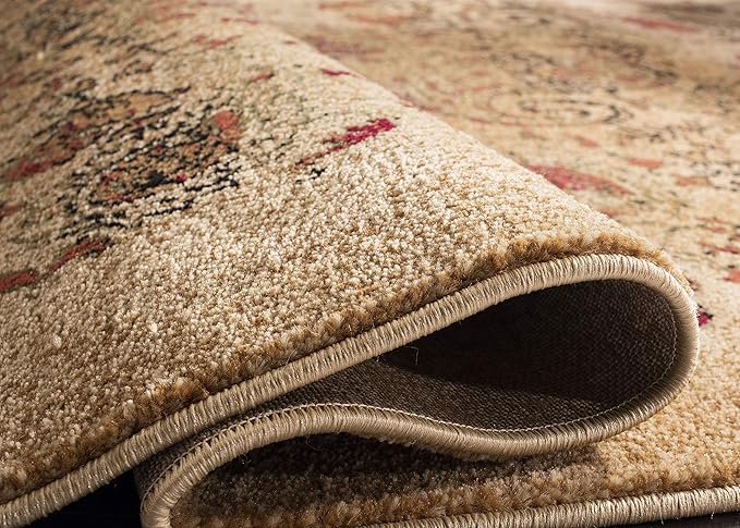 SAFAVIEH Lyndhurst Collection Area Rug - 7' Square, Beige & Multi, Traditional Paisley Design, Non-Shedding & Easy Care, Ideal for High Traffic Areas in Living Room, Bedroom (LNH224A)