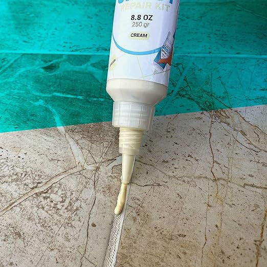 Tile Grout Repair Kit - Premixed and Ready to Use for Kitchen Tiles, Shower & Bathroom Grout, Waterproof Formula / 250g - 8,8oz - 0.55 lb (Cream/Ivory)