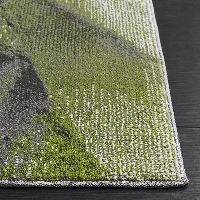 SAFAVIEH Porcello Collection Area Rug - 4' x 6', Green & Grey, Modern Abstract Pattern, Non-Shedding & Easy Care, Ideal for Living Room, Foyer, Bedroom (PRL6937Y-4)