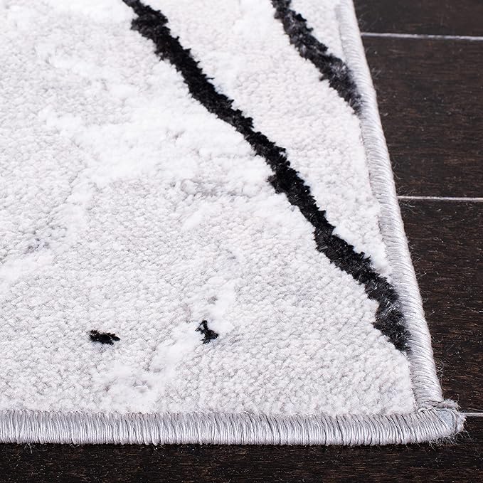 SAFAVIEH Amelia Collection Area Rug - 10' Square, Grey & Black, Modern Abstract Design, Non-Shedding & Easy Care, Ideal for High Traffic Areas in Living Room, Bedroom (ALA293K)