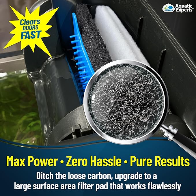 Aquarium Carbon Pad – Cut‑to‑Fit Carbon Infused Filter Pad Media for Crystal Clear Fish Tanks and Ponds, 3/8"–1/2" Thick (18 Inch Width, 72 Inch Long)