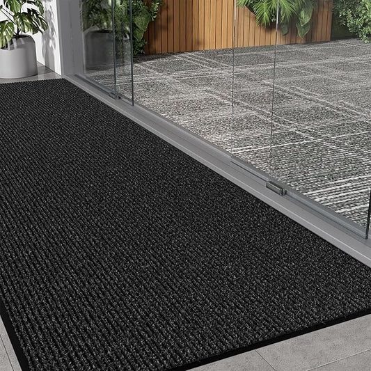 Front Door Mat 3' x 10', Heavy Duty Large Commercial Floor Mats, Non-Slip Low Profile Door Mat Outside Entrance, Absorbent & Resist Dirt, Easy Clean Welcome Entry Mat Indoor Outdoor Rug, Black