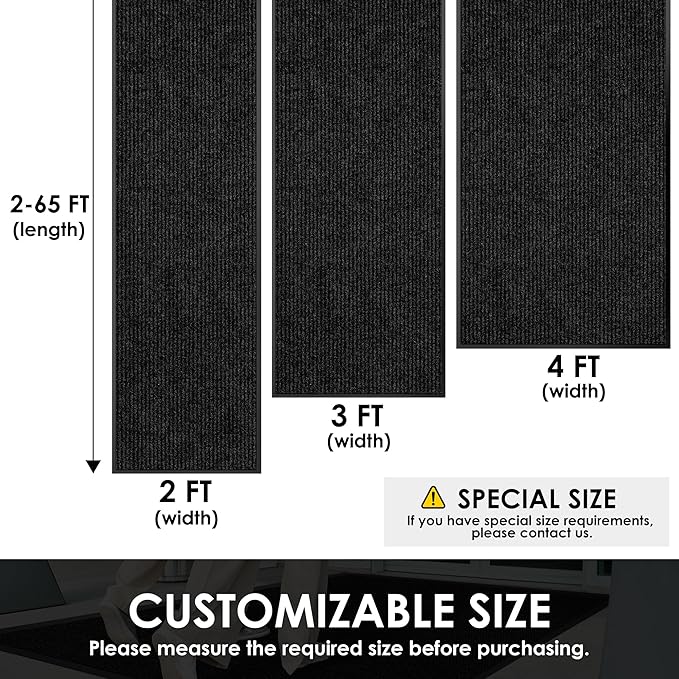4′ x 43′ Front Door Mat Indoor Outdoor Entrance, Commercial Floor Mat Heavy Duty Dirt Trapper Entryway Doormat, Custom Size Non Slip Rubber Backing Welcome mat, Door Mat for High Traffic Area
