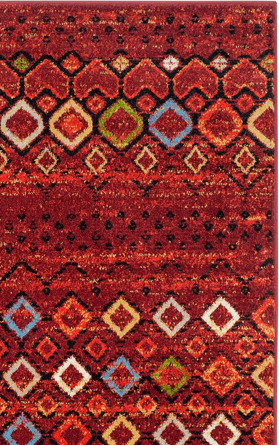 SAFAVIEH Amsterdam Collection Area Rug - 10' x 14', Terracotta & Multi, Moroccan Boho Design, Non-Shedding & Easy Care, Ideal for High Traffic Areas in Living Room, Bedroom (AMS108D)