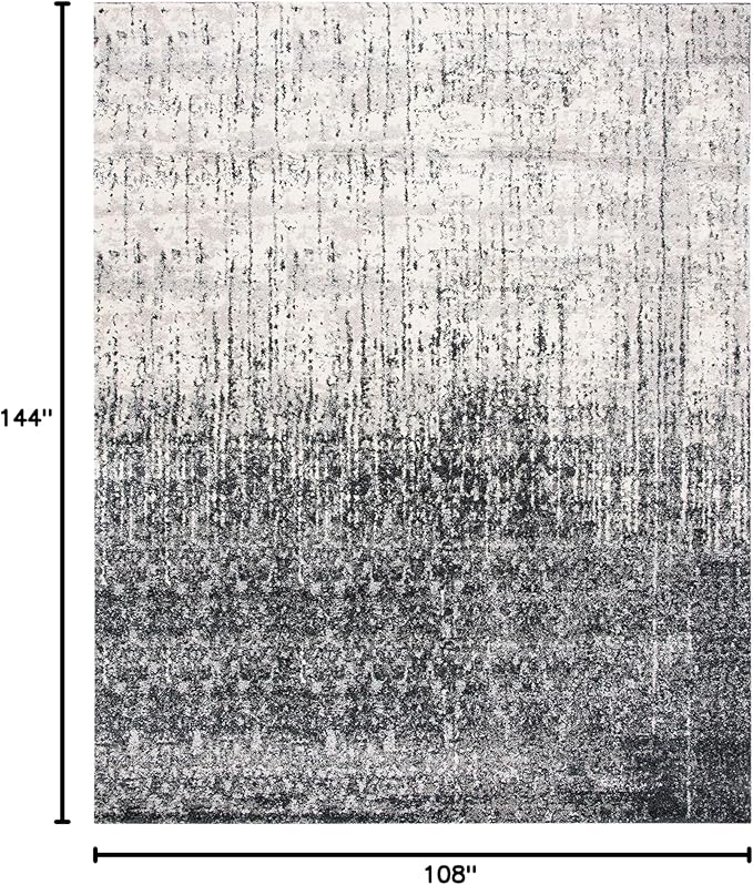 SAFAVIEH Retro Collection Area Rug - 9' x 12', Black & Light Grey, Modern Abstract Design, Non-Shedding & Easy Care, Ideal for High Traffic Areas in Living Room, Bedroom (RET2770-9079)