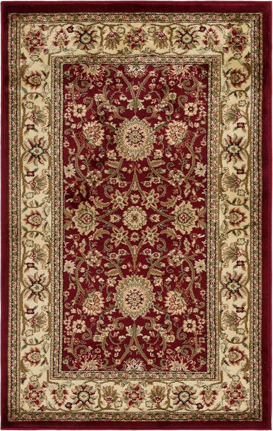 SAFAVIEH Lyndhurst Collection Accent Rug - 3'3" x 5'3", Red & Ivory, Traditional Oriental Design, Non-Shedding & Easy Care, Ideal for High Traffic Areas in Entryway, Living Room, Bedroom (LNH212F)