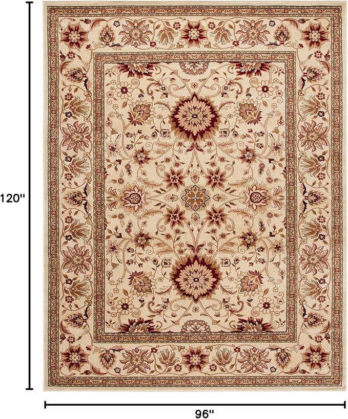 SAFAVIEH Lyndhurst Collection Area Rug - 8' x 10', Ivory & Ivory, Traditional Oriental Design, Non-Shedding & Easy Care, Ideal for High Traffic Areas in Living Room, Bedroom (LNH212L)