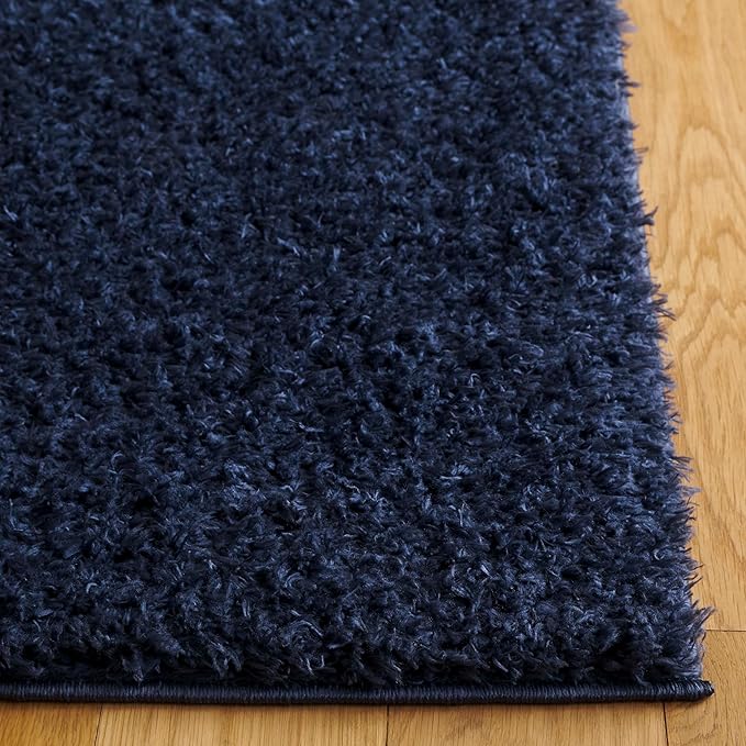 SAFAVIEH Lindsay Shag Collection Runner Rug - 2'2" x 10', Navy, Non-Shedding, 1.8-inch Thick, Ideal for Living Room, Hallway, Foyer, Bedroom (LNS560N-210)