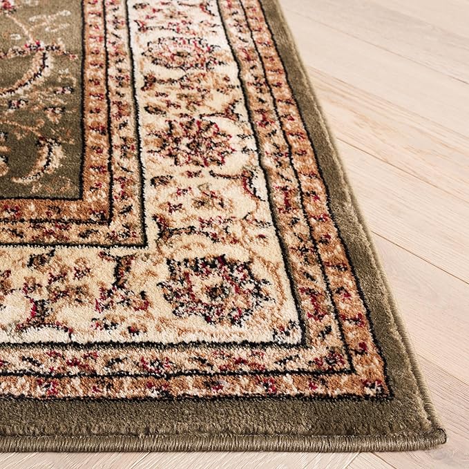 SAFAVIEH Lyndhurst Collection Accent Rug - 3'3" x 5'3", Sage & Ivory, Traditional Oriental Design, Non-Shedding & Easy Care, Ideal for High Traffic Areas in Entryway, Living Room, Bedroom (LNH219B)