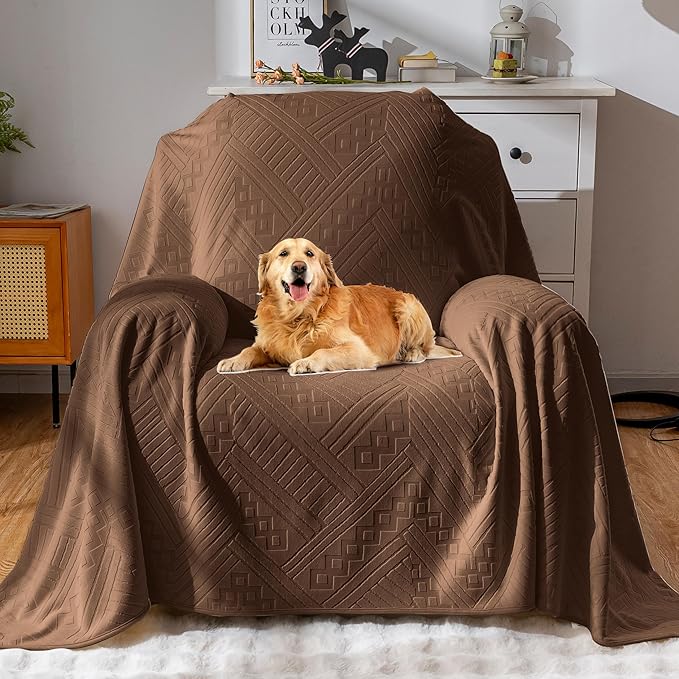 Waterproof Recliner Chair Covers, Anti-Slip Reclining Chair Covers, Pet-Friendly, Washable, Durable and Breathable Couch Covers – Reversible Design for Sofa Protection(71x71in/Brown)