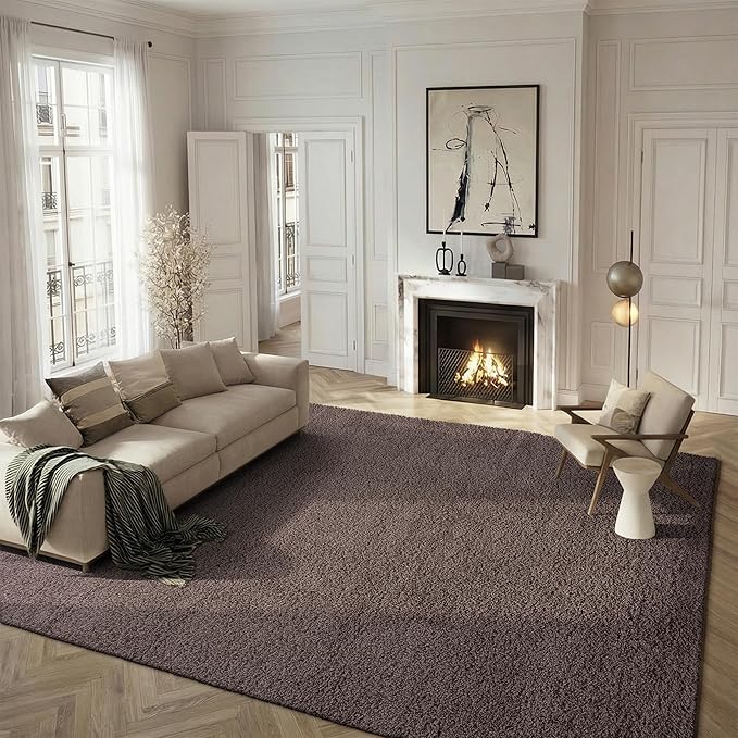 SAFAVIEH Santa Monica Shag Collection 8' x 10' Taupe SGN725 Solid Non-Shedding Living Room Bedroom Dining Room Entryway Plush 2-inch Thick Area Rug