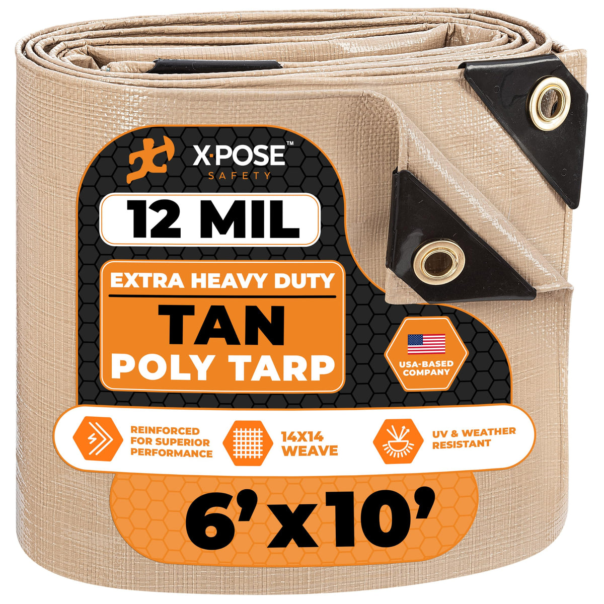 Heavy Duty Tan Poly Tarp 6' X 10' - Multipurpose Protective Cover - Image 1