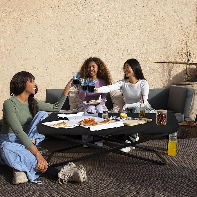Covers & All Rectangle Table Top Cover, 12 Oz Waterproof UV & Weather Resistant Patio Table Cover, Outdoor Table Cover for Patio Furniture (75" L x 40" W x 5" H, Black)