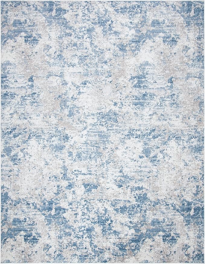 SAFAVIEH Amelia Collection Area Rug - 8' x 10', Grey & Blue, Modern Abstract Design, Non-Shedding & Easy Care, Ideal for High Traffic Areas in Living Room, Bedroom (ALA705F)