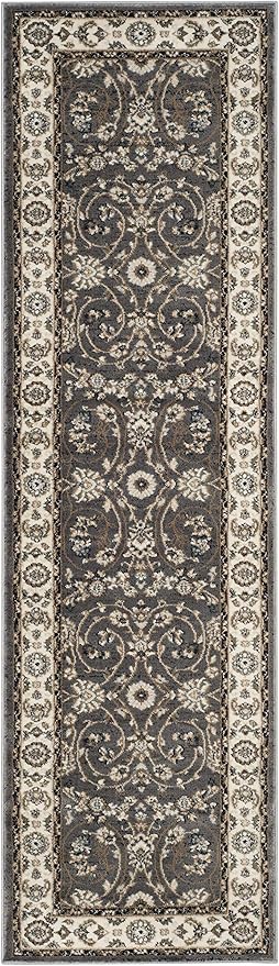 SAFAVIEH Lyndhurst Collection Runner Rug - 2'3" x 12', Grey & Cream, Traditional Oriental Design, Non-Shedding & Easy Care, Ideal for High Traffic Areas in Living Room, Bedroom (LNH340G)