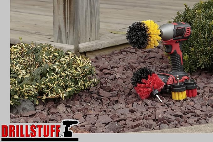 Cleaning Brush Attachments for Cordless Drill - Stiff Bristle Deck Brush - Concrete - Grout Scrub Brush - All Purpose Bathroom Drill Brushes for Cleaning Shower - Bathroom Surfaces - Tub and Tile