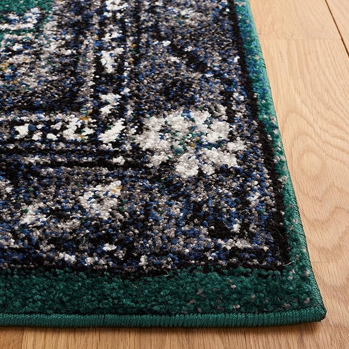 SAFAVIEH Vintage Hamadan Collection Accent Rug - 2'7" x 5', Green & Black, Design, Non-Shedding & Easy Care, Ideal for High Traffic Areas in Entryway, Living Room, Bedroom (VTH204Y)