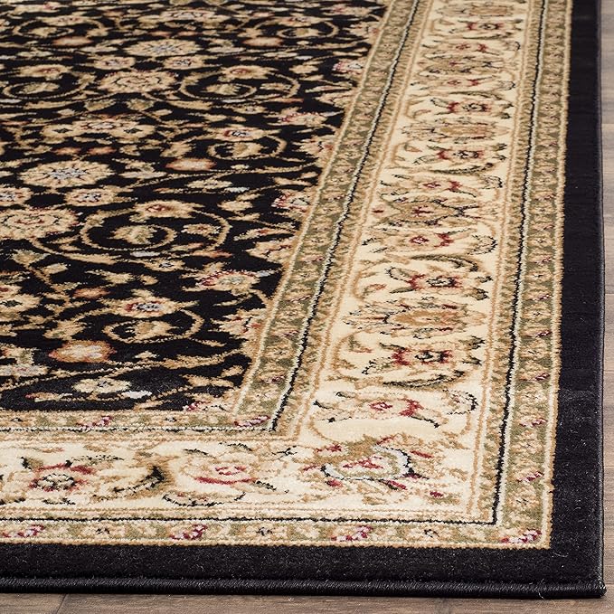 SAFAVIEH Lyndhurst Collection Area Rug - 5'3" x 7'6", Black & Ivory, Traditional Oriental Design, Non-Shedding & Easy Care, Ideal for High Traffic Areas in Living Room, Bedroom (LNH316B)