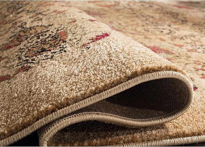 SAFAVIEH Lyndhurst Collection Area Rug - 4' Square, Beige & Multi, Traditional Paisley Design, Non-Shedding & Easy Care, Ideal for High Traffic Areas in Living Room, Bedroom (LNH224A)