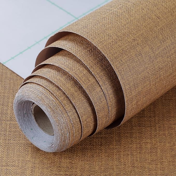 Peel and Stick Wallpaper Orange Grass Cloth Wall Paper - 15.7 x 500 Inch Self Adhesive Wallpaper Peel and Stick, Easy to Paste Wall Contact Paper for Stand Liner, Table and Door Makeover Decor