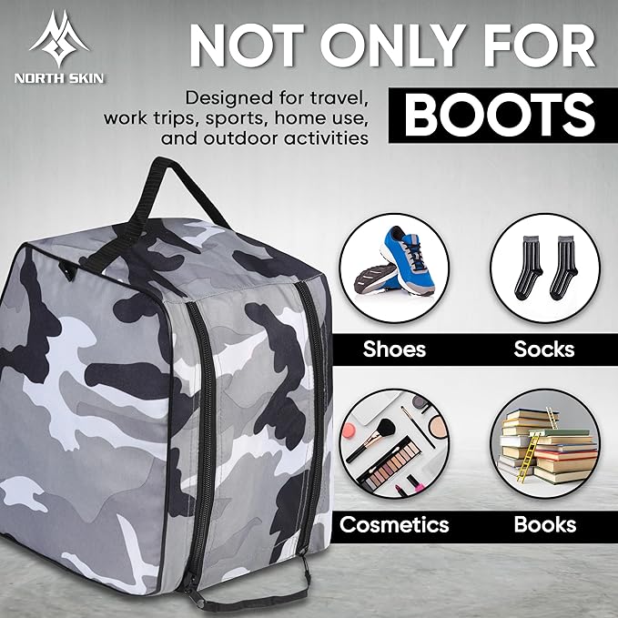 Shoe Bag Waterproof Sports Golf Boot Bag | Odor-Resistant Gym Kit Organiser Storage | Hiking Travel Dust-Proof Storage Bag for Wellington, Cowboy, Football, Rugby, Cricket Shoe (Gray Camo)