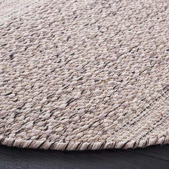 SAFAVIEH Montauk Collection Area Rug - 4' Round, Ivory & Steel Grey, Handmade Flat Weave Boho Farmhouse Cotton Tassel Fringe, Ideal for High Traffic Areas in Living Room, Bedroom (MTK330M)
