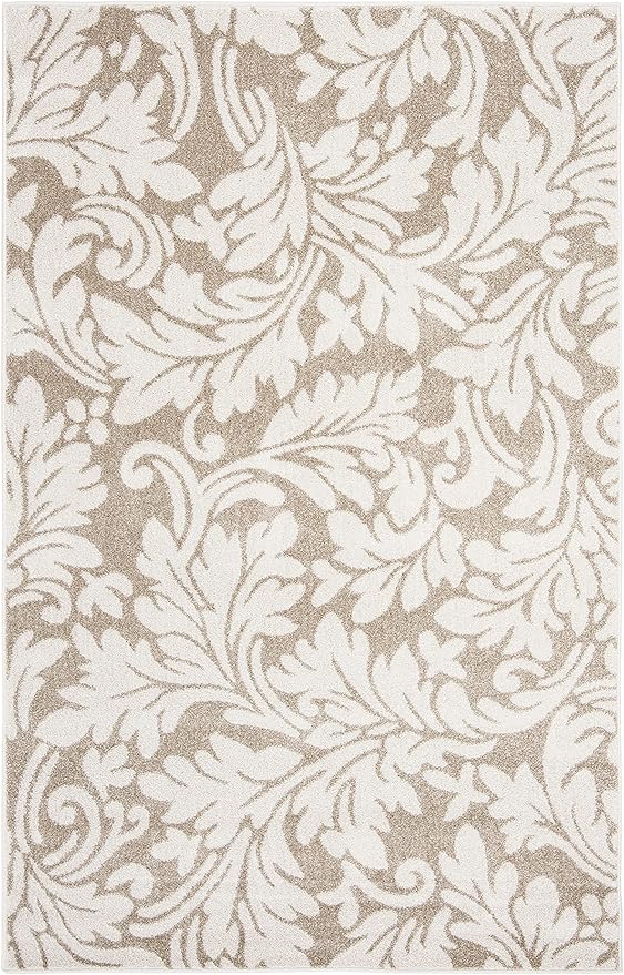 SAFAVIEH Amherst Collection Area Rug - 5'3" x 8', Wheat & Beige, Floral Design, Non-Shedding & Easy Care, Ideal for High Traffic Areas in Living Room, Bedroom (AMT425S)