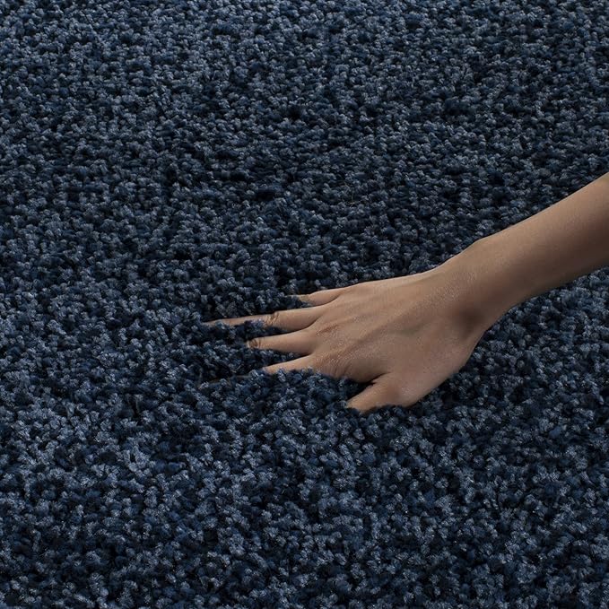 SAFAVIEH Santa Monica Shag Collection Runner - 2'3" x 9', Navy, Solid Design, Non-Shedding & Easy Care, 2-inch Thick, Ideal for The Living Room, Dining, Bedroom (SGN725)